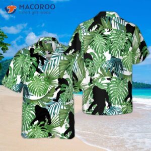 bigfoot tropical seamless pattern hawaiian shirt 0