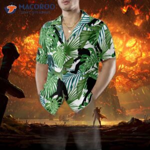 bigfoot tropical seamless pattern hawaiian shirt 4
