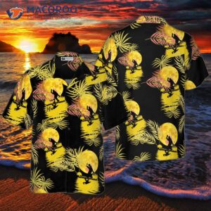 bigfoot tropical yellow moon hawaiian shirt black and moonlight shirt for 0