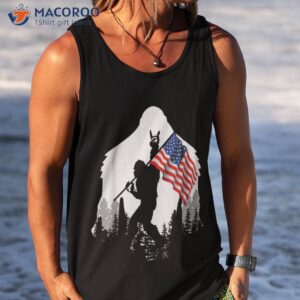 bigfoot us american flag patriotic happy 4th of july gift shirt tank top