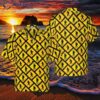 Bigfoot Yellow Square Hawaiian Shirt With Diamond Pattern Caution Signs, For