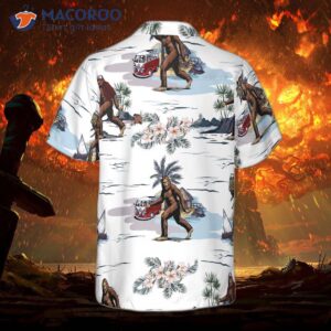 Bigfoots Are Ready For Summer With Their Bigfoot Hawaiian Shirt, A White Tropical Floral Bus Trip Shirt .