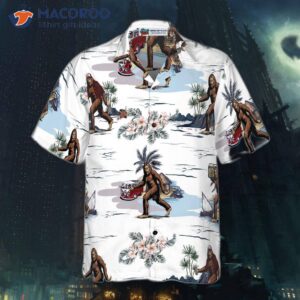 bigfoots are ready for summer with their bigfoot hawaiian shirt a white tropical floral bus trip shirt 2