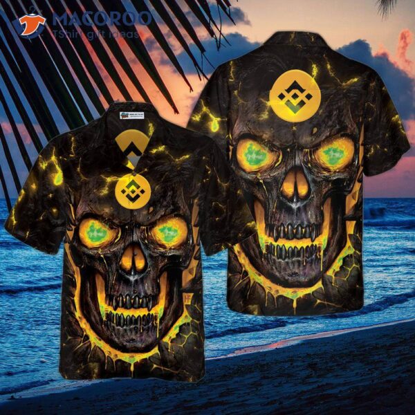 Binance Coin Skull Fire Hawaiian Shirt