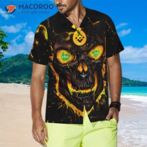 binance coin skull fire hawaiian shirt 3