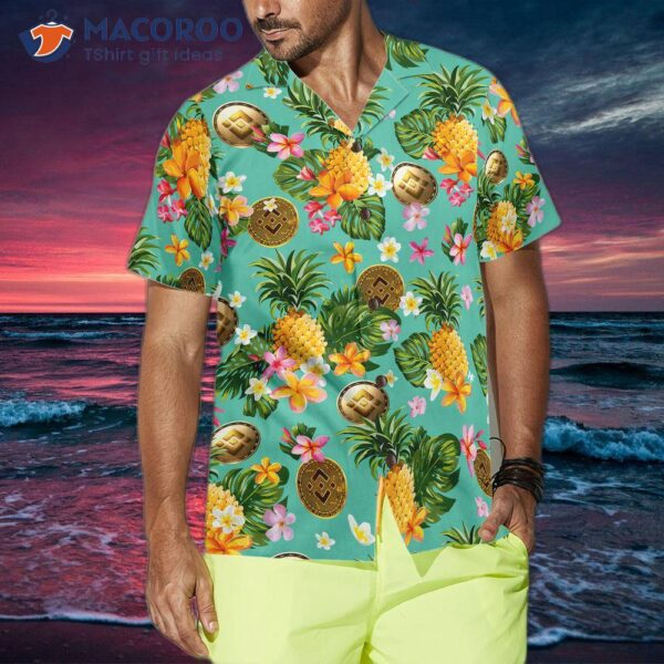 Binance Coin Yellow Tropical Flower Hawaiian Shirt