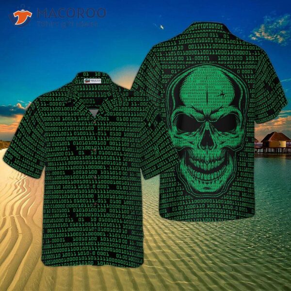 Binary-code Skull Hawaiian Shirt