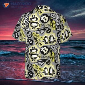 bitcoin doodle funky pattern hawaiian shirt 1