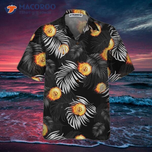 Bitcoin Flame And Tropical Pattern Hawaiian Shirt, Unique Shirt For