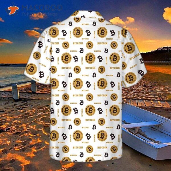 Bitcoin Seamless Pattern In White Background Hawaiian Shirt