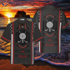 Black American Flag Golf Hawaiian Shirt