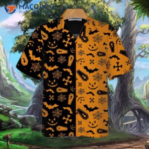 black and orange spooky halloween hawaiian shirt seamless pattern best gift ideas 2