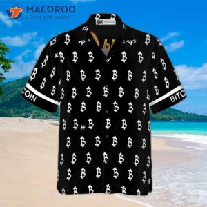 black and white bitcoin pattern hawaiian shirt 2