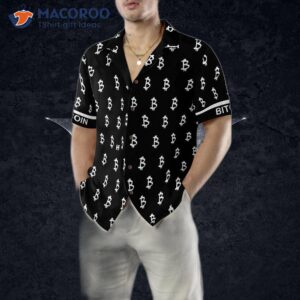 black and white bitcoin pattern hawaiian shirt 3