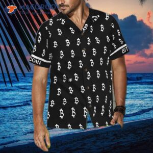 black and white bitcoin pattern hawaiian shirt 4