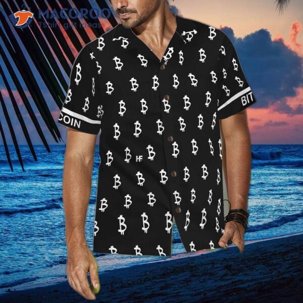 Black And White Bitcoin Pattern Hawaiian Shirt