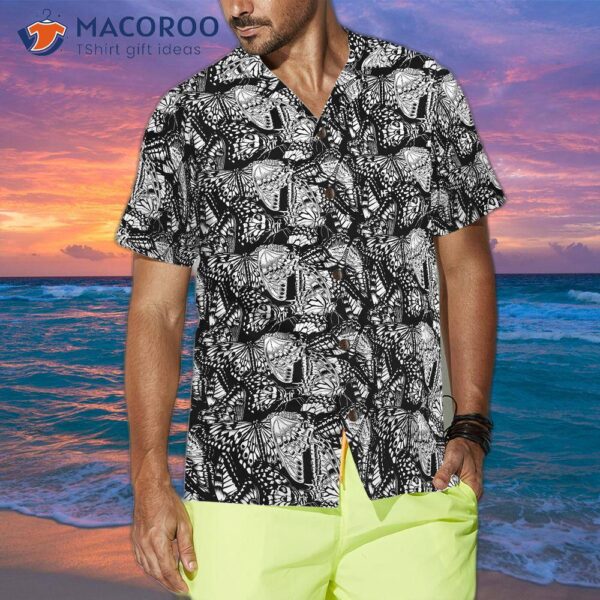 Black And White Butterfly Shirts For Hawaiian Shirt