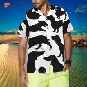 black and white dachshunds patterned hawaiian shirt 3