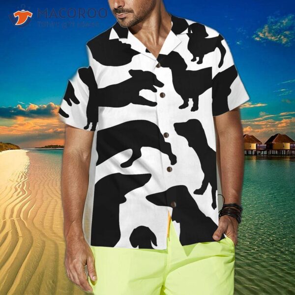 Black And White Dachshunds Patterned Hawaiian Shirt