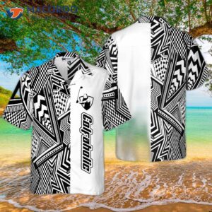 black and white modern pattern golfaholic hawaiian shirt 0