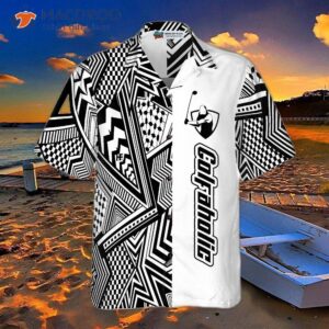 black and white modern pattern golfaholic hawaiian shirt 2