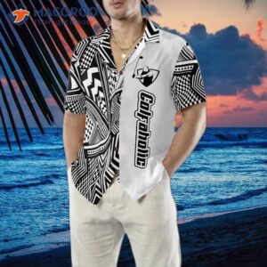 black and white modern pattern golfaholic hawaiian shirt 4