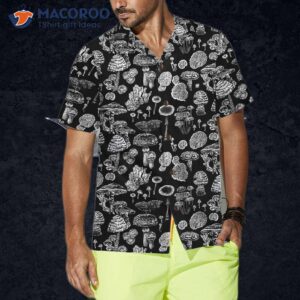 black and white mushroom hawaiian shirt casual shirt for print 3