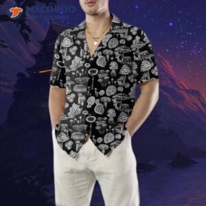 black and white mushroom hawaiian shirt casual shirt for print 4