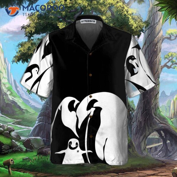 Black And White Penguin Hawaiian Shirt, Cool Shirt For , Penguin-themed Gift Idea.