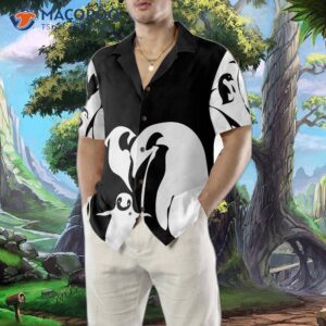 black and white penguin hawaiian shirt cool shirt for penguin themed gift idea 4