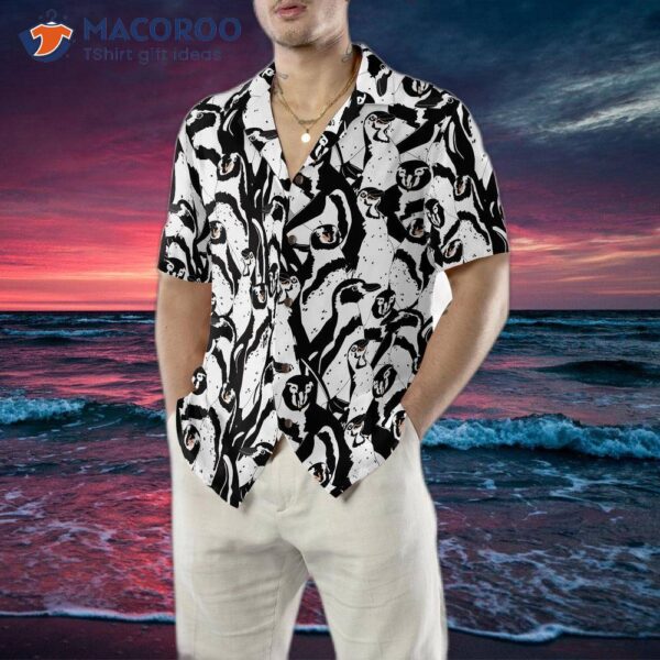 Black And White Penguin Hawaiian Shirt For