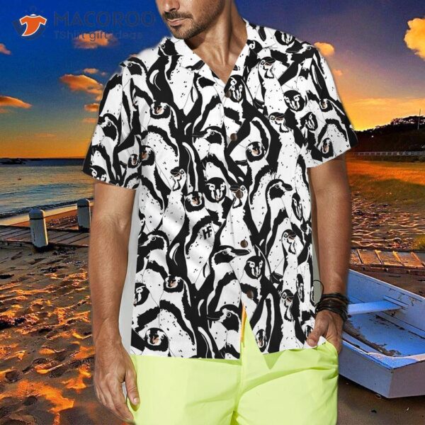 Black And White Penguin Hawaiian Shirt For