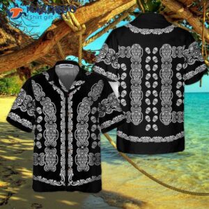 black and white sugar skull calavera hawaiian shirt day of the dead mexican shirt 2