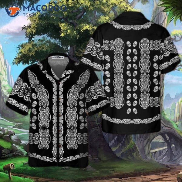 Black And White Sugar Skull Calavera Hawaiian Shirt, Day Of The Dead Mexican Shirt