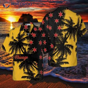 black and yellow chicago hawaiian shirt 0