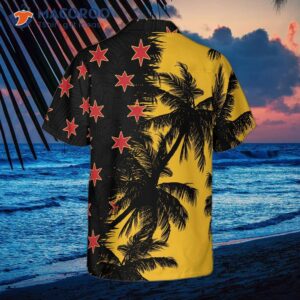 black and yellow chicago hawaiian shirt 1
