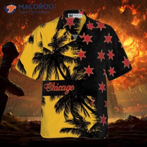 black and yellow chicago hawaiian shirt 2