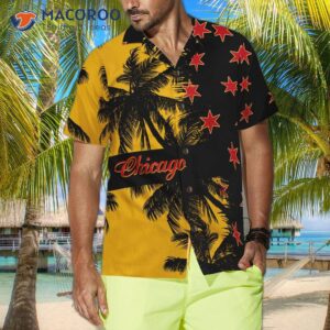 black and yellow chicago hawaiian shirt 3