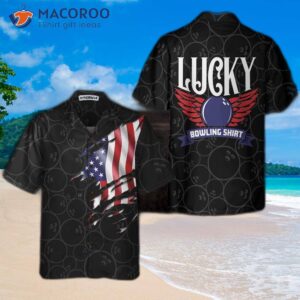 black bowling american flag pattern hawaiian shirt balls best gift for players 0