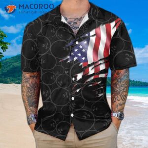 black bowling american flag pattern hawaiian shirt balls best gift for players 3