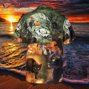 Black Cat And The Pumpkin Halloween Hawaiian Shirt, Shirt For