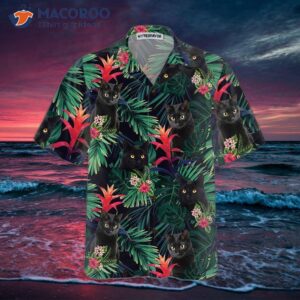 black cat and tropical pattern hawaiian shirt funny shirt for adults cat themed gift lovers 2