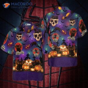 black cat halloween hawaiian shirt 0