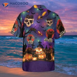 black cat halloween hawaiian shirt 1