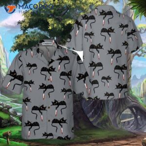 black cat with knife hawaiian shirt funny shirt for adults cat themed gift lovers 0