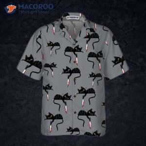 black cat with knife hawaiian shirt funny shirt for adults cat themed gift lovers 2