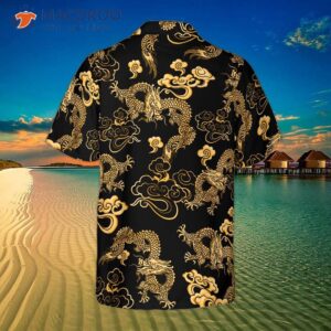 Black Gold Oriental Dragon Hawaiian Shirt