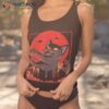 Black Japanese Catzilla Cat Sunset Anime Manga Kaiju Shirt