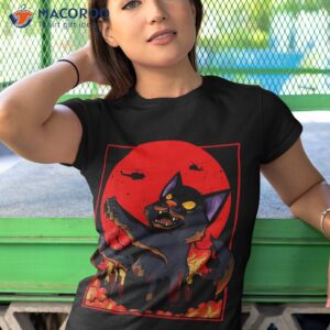 black japanese catzilla cat sunset anime manga kaiju shirt tshirt 1