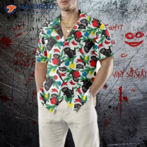black kitten wearing santa hat hawaiian shirt funny christmas cat shirt 4